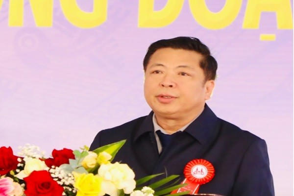 Uỷ viên Trung ương Đảng, Bộ trưởng Bộ Xây dựng Trần Hồng Minh phát biểu tại Lễ khởi công.
