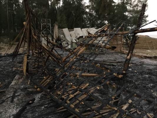 Hiện trường vụ cháy. Ảnh: Thanh Phương.