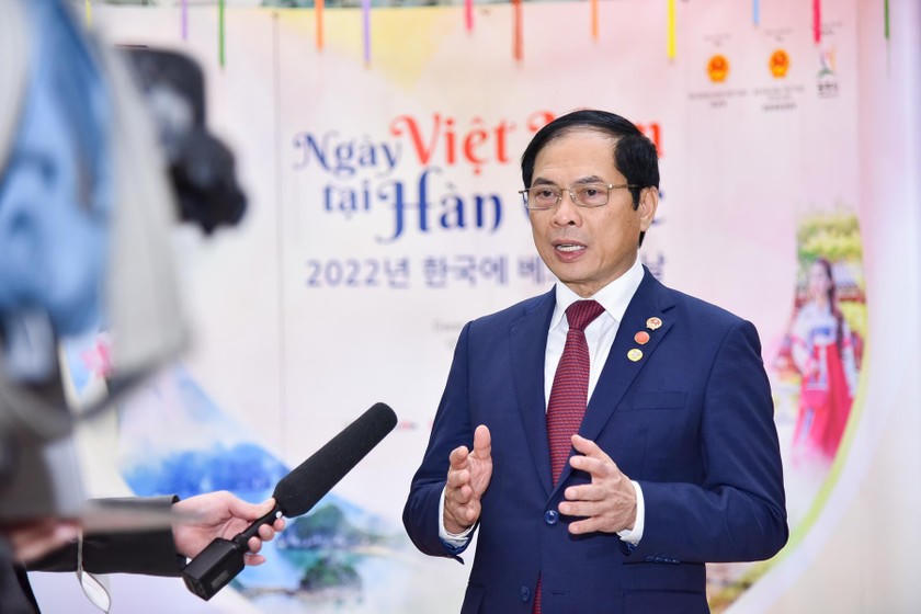 Bộ trưởng Ngoại giao Bùi Thanh Sơn trả lời phỏng vấn.