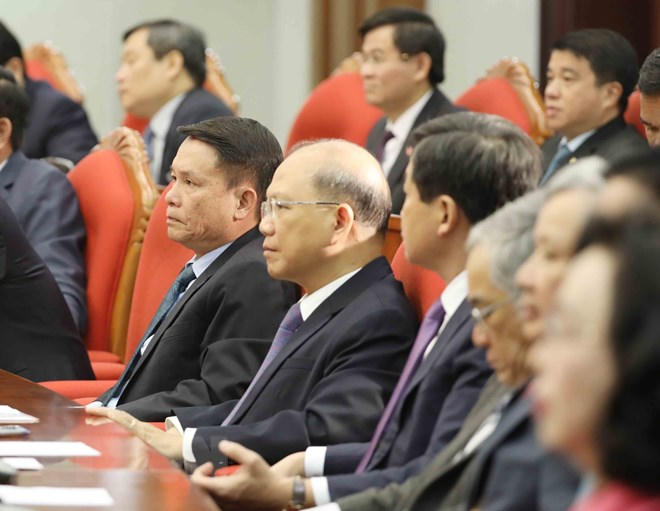 Các đồng chí Ủy viên Trung ương dự hội nghị. (Ảnh: Phương Hoa/TTXVN)