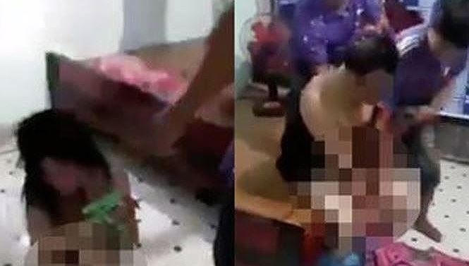 Vụ đánh ghen tại xã Đông Hưng, huyện Cái Nước, Cà Mau. Ảnh cắt từ clip.