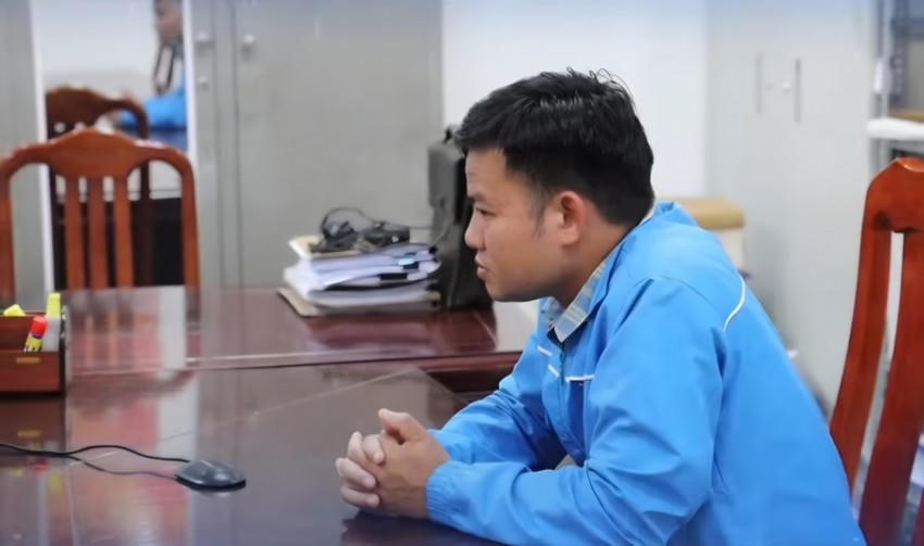 Trần Đình Duy tại cơ quan Công an. (Ảnh: TG).