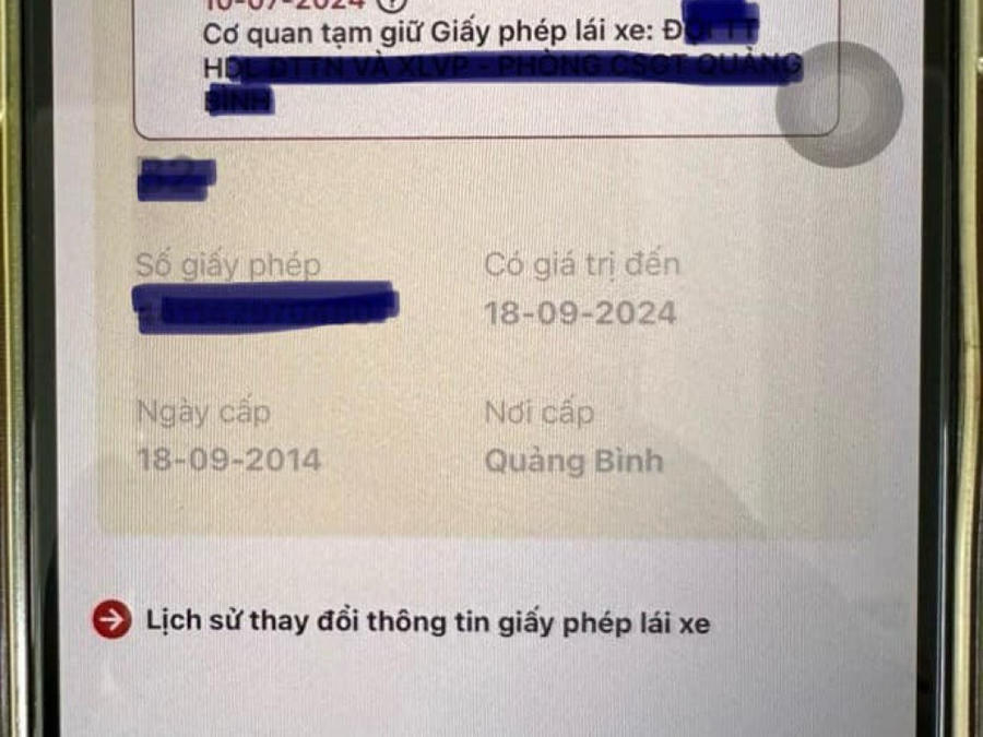 Giấy phép lái xe được tích hợp trên ứng dụng VneID.