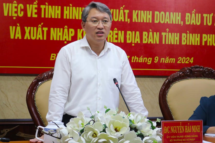Bộ trưởng Bộ Tư pháp Nguyễn Hải Ninh phát biểu chỉ đạo.