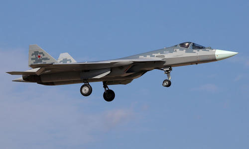 Tiêm kích Su-57 Nga bay thử đầu năm 2019. Ảnh: Russian Planes.