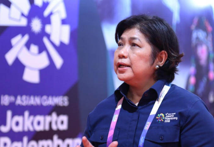 Bà Linda Wahyudi - Giám đốc trung tâm phát sóng ASIAD 2018. Ảnh: Trương Khởi.