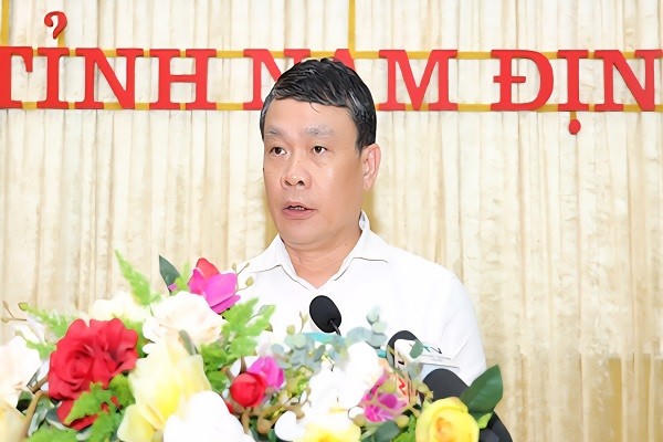 Ông Đặng Khánh Toàn, Bí thư Tỉnh ủy Nam Định phát biểu tại hội nghị.