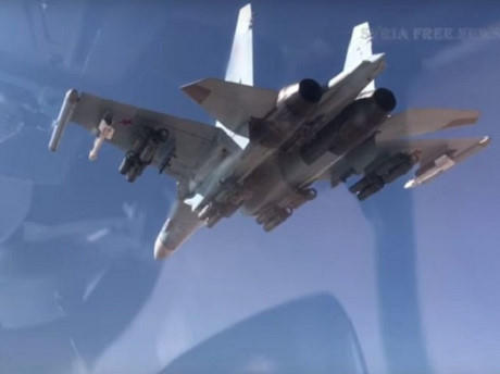Chiến đấu cơ Su-35 Nga dội bom diệt xe vũ trang IS ở Syria.