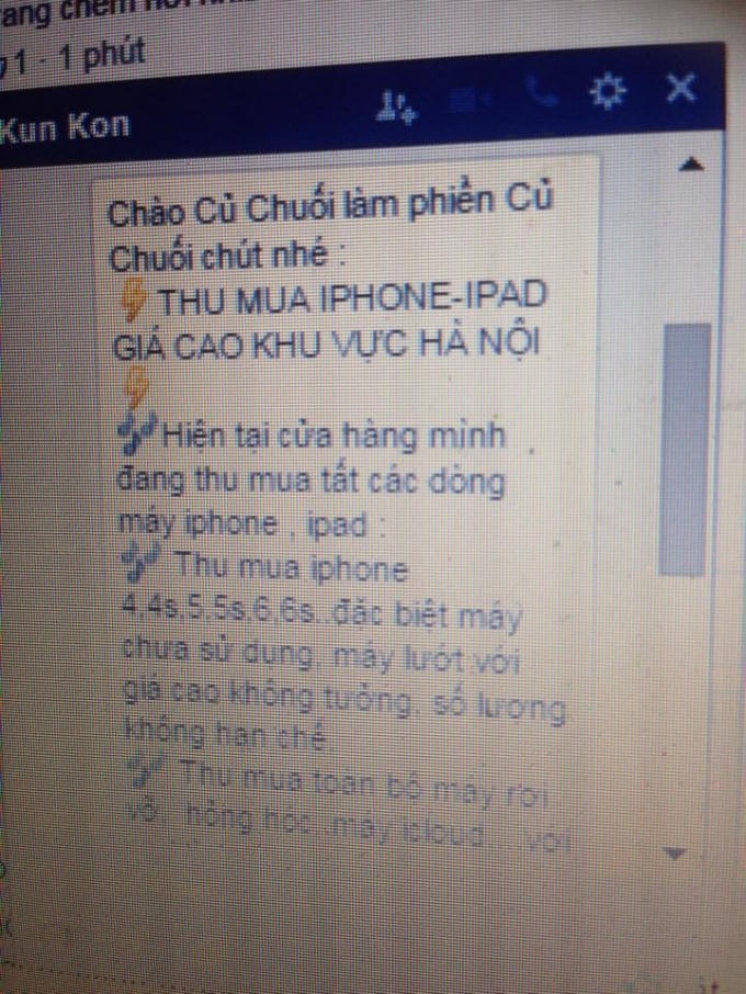 Tin nhắn thu mua máy điện thoại...