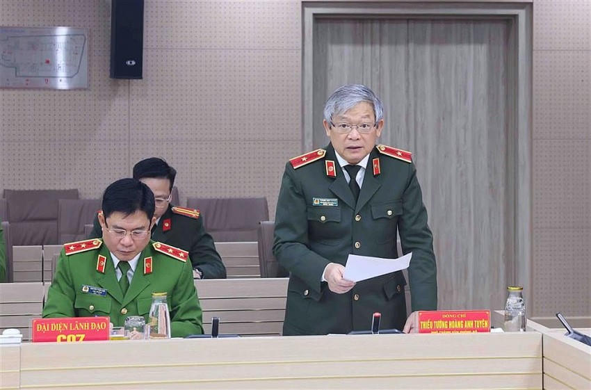 Thiếu tướng Hoàng Anh Tuyên, Phó Chánh Văn phòng, Người phát ngôn Bộ Công an thông tin về việc triển khai Nghị định của Chính phủ quy định về chức năng, nhiệm vụ, quyền hạn và cơ cấu tổ chức mới của Bộ Công an.