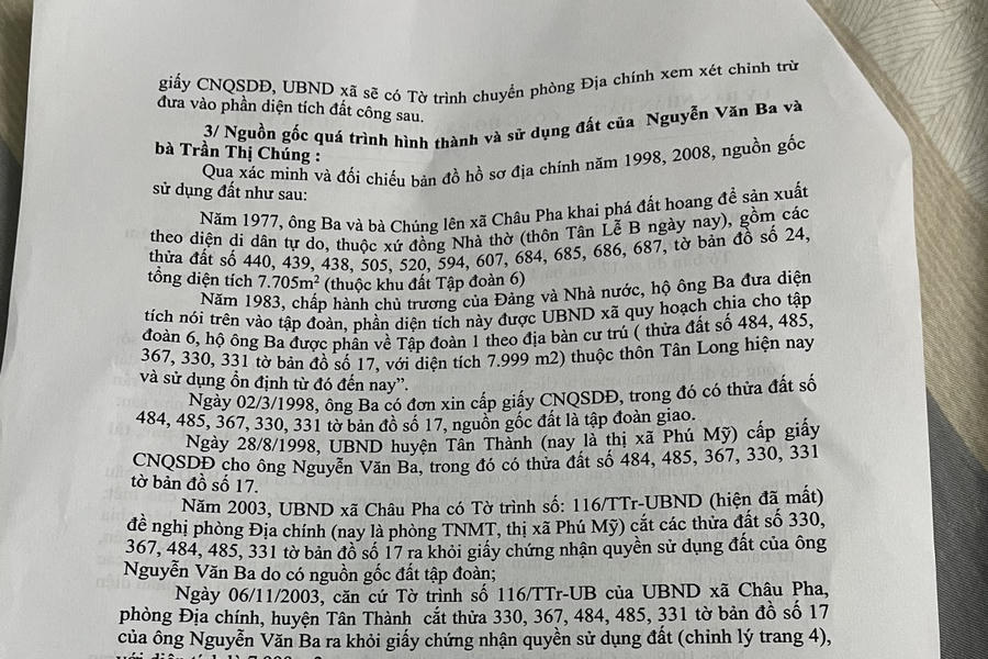 Báo cáo của UBND xã Châu Pha.