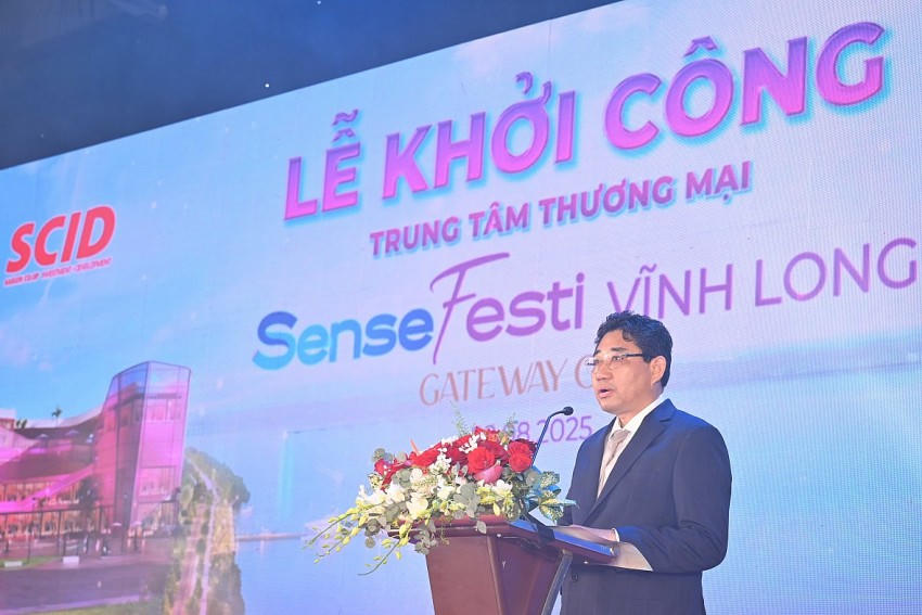 Ông Phạm Quốc Trí - Chủ tịch HĐQT kiêm Tổng Giám đốc Tập đoàn Xây dựng Thành Đô phát biểu