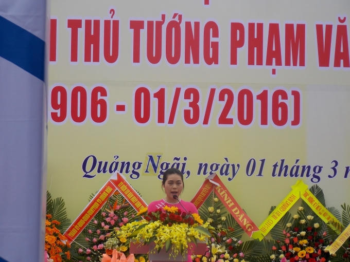 Đại diện thế hệ trẻ phát biểu tri ân cố Thủ tướng tại buổi Lễ kỷ niệm.