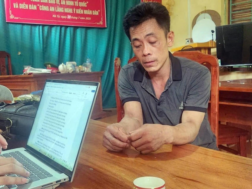 Triệu Văn Phúc tại cơ quan Công an. (Ảnh: Công an Tuyên Quang)