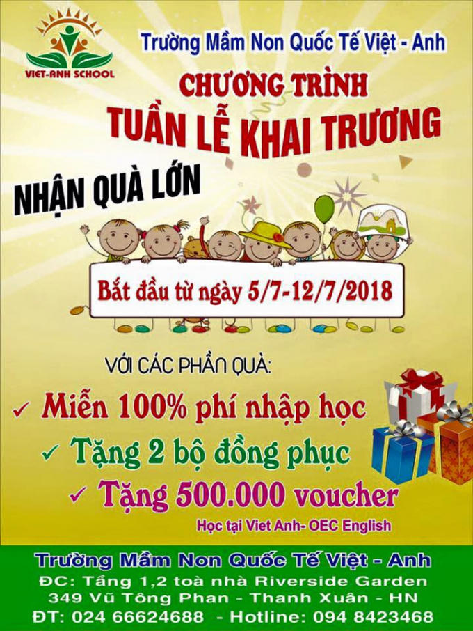 Những lời quảng cáo có cánh của trường mầm non quốc tế Việt Anh.