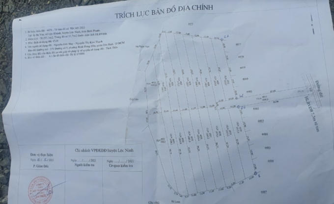 Sơ đồ tách thửa“khu dân cư Lộc Khánh Garden 7” không tiếp giáp đường.