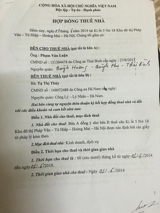 Ki ốt bà Hài đang kinh doanh được chị gái Tạ Thị Thủy ký với chủ ki ốt Phạm Văn Luận bị cưỡng chế một cách vô lý