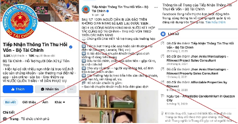 Trang giả mạo Bộ Tài chính có xác thực tích xanh.