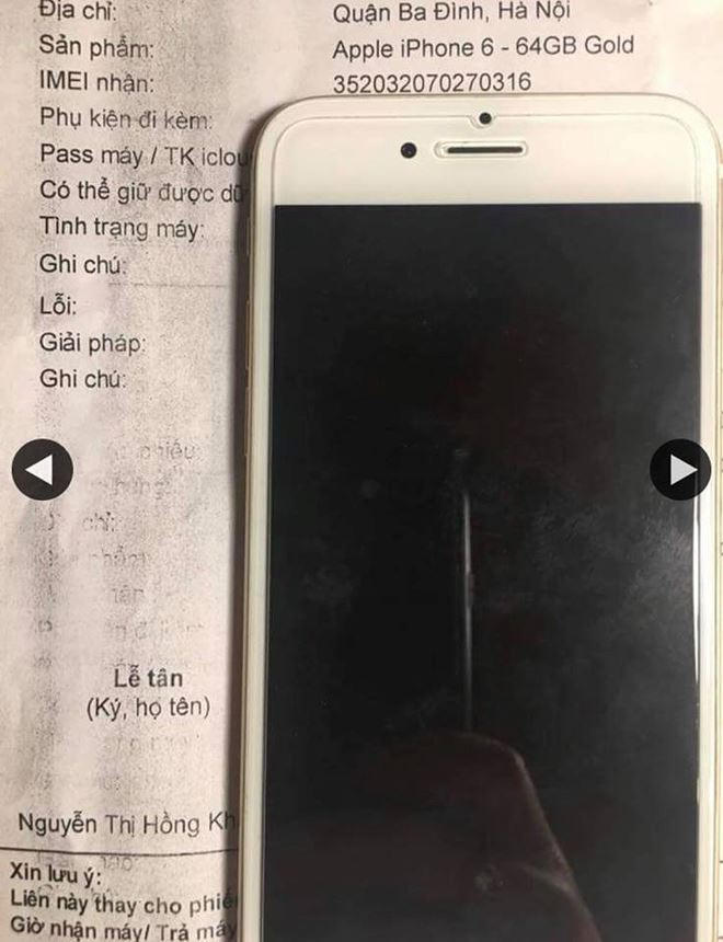 Chiếc điện thoại của chị H. (Ảnh khách hàng cung cấp)