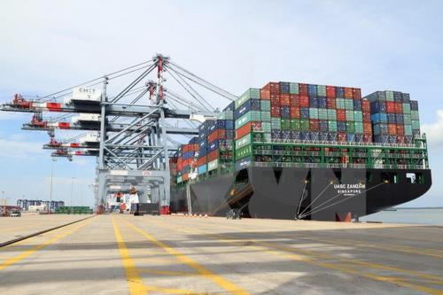 Dự án xây dựng Trung tâm logistics, cảng tổng hợp Cái Mép hạ. Ảnh: TTXVN