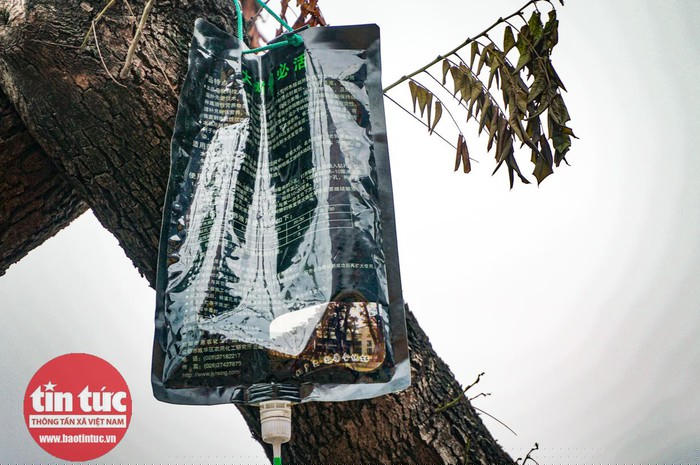 Theo người dân, những túi dung dịch này đã xuất hiện từ 2 tháng qua.