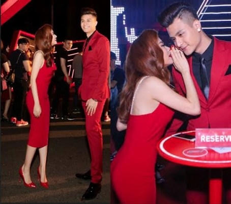 Hoàng Thùy Linh và Vĩnh Thụy thân mật với nhau tại sự kiện. Ảnh: internet.