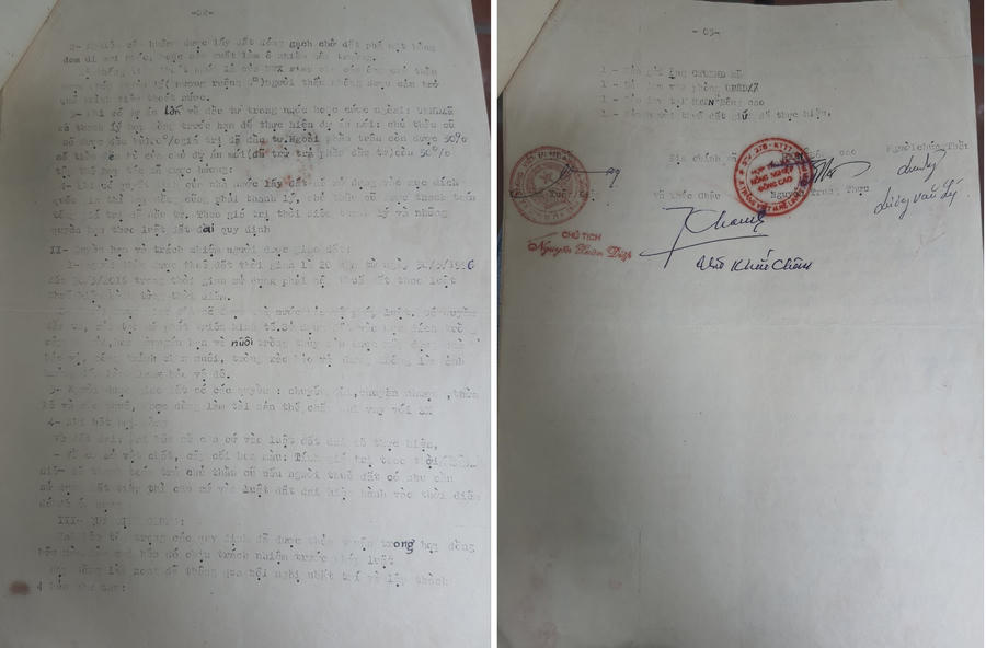 Hợp đồng thuê đất sản xuất ký kết giữa UBND xã Tráng Việt và người dân.