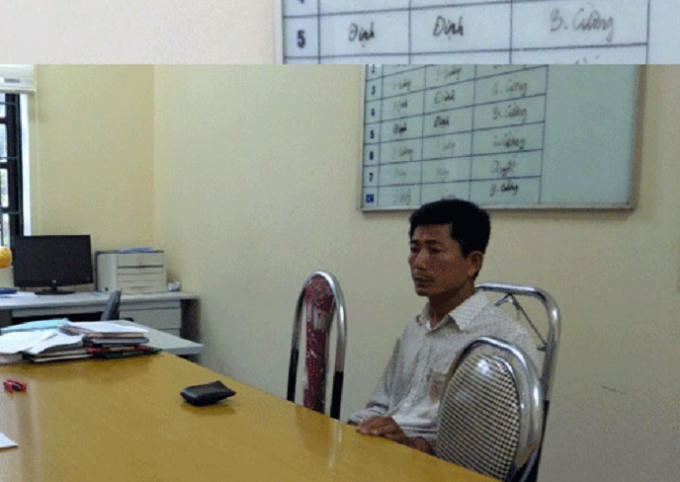 Đối tượng Hoàng Văn Bằng tại cơ quan Công an.