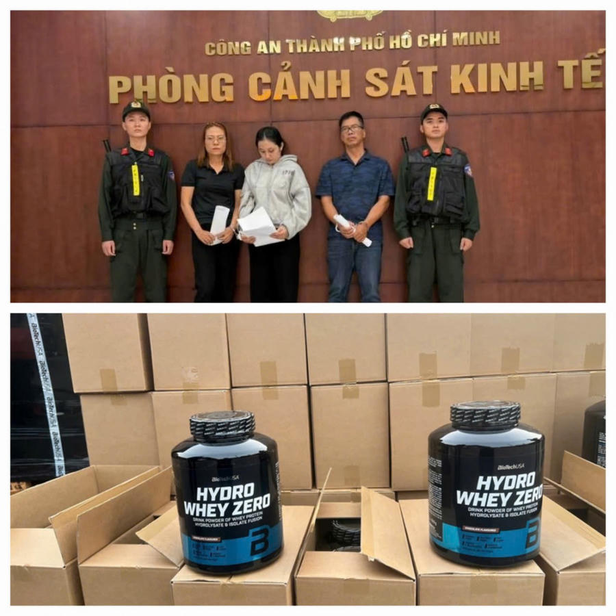 Các đối tượng và tang vật bị thu giữ.