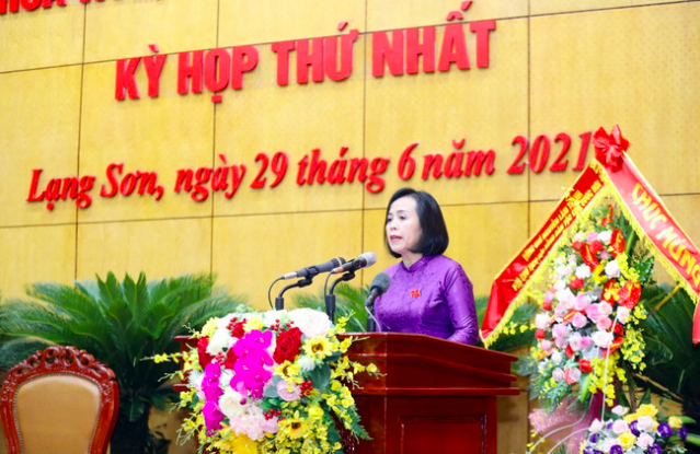 Bà Đoàn Thị Hậu, Chủ tịch HĐND tỉnh được bầu giữ chức Phó Bí thư Tỉnh ủy Lạng Sơn. Ảnh TTXVN