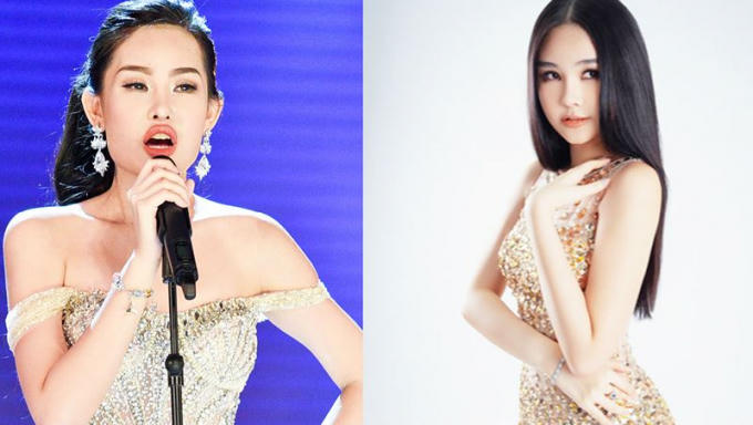 Ngân Anh trong đêm đăng quang Hoa hậu Đại dương 2017 với nhan sắc gây tranh cãi (trái) và hình ảnh sau khi đăng quang.