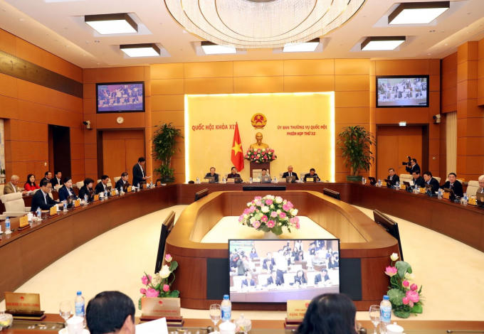 Toàn cảnh Phiên họp thứ 32 của Ủy ban Thường vụ Quốc hội. Ảnh: Trọng Đức/TTXVN.