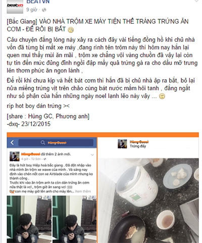 Thông tin được đăng tải trên  một trang mạng xã hội. Nguồn: Facebook.
