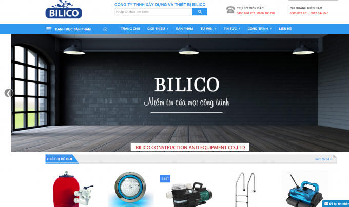 Giao diện trang chủ của công ty Bilico.