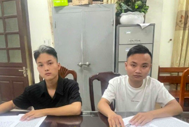 Các đối tượng tại cơ quan Công an. Ảnh: CA Thái Bình.