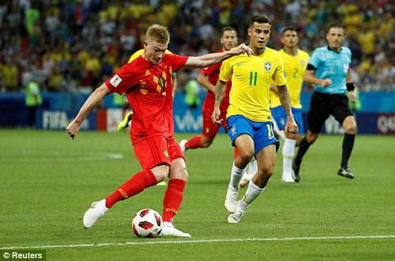 Bỉ đã vượt qua Brazil với tỉ số 2-1 ở vòng tứ kết. (Ảnh: Reuters)