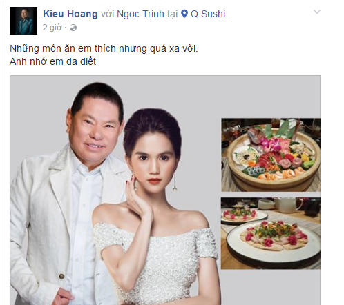 Trạng thái trên trang cá nhân của tỷ phú Hoàng Kiều.