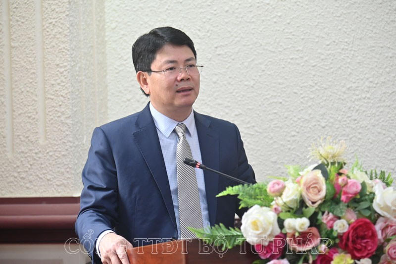 Thứ trưởng Bộ Tư pháp Nguyễn Thanh Tịnh phát biểu tại buổi Lễ. (Ảnh: moj.gov.vn)