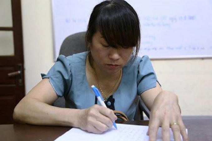 Đối tượng Chu Thị Bích tại cơ quan Công an.