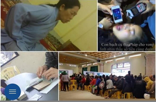 Hình ảnh xếp hàng "thỉnh vong" bên trong chùa Ba Vàng. Ảnh: Báo Lao Động.