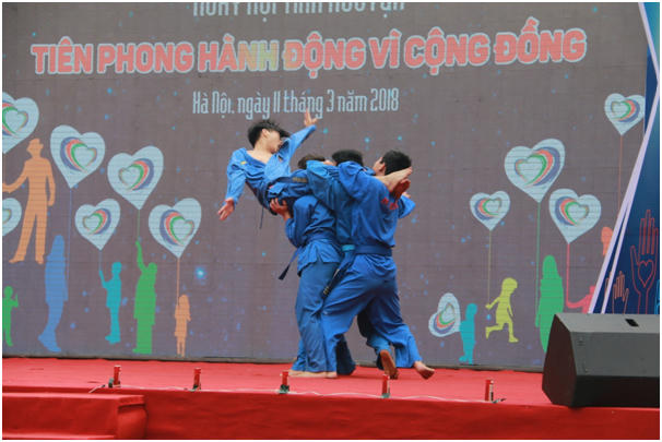 Màn đồng diễn võ thuật Vovinam tại chương trình.