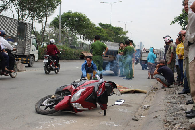 Hiện trường vụ tai nạn thương tâm.