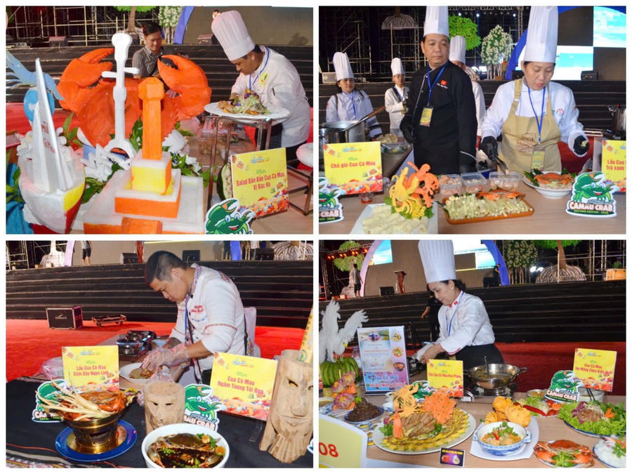 Nhiều món ngon từ cua Cà Mau được giới thiệu tại chương trình “Quảng diễn các món ngon từ cua Cà Mau kết hợp với đặc sản của 34 tỉnh, thành phố”.