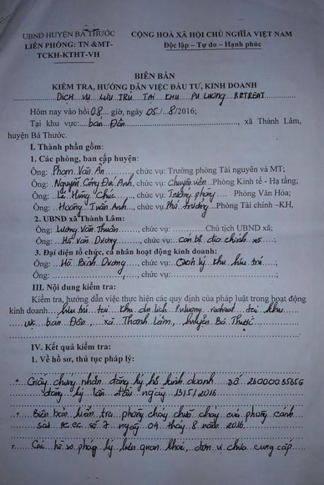 Lực lượng chức năng lập biên bản kiểm tra ngày 5/8.