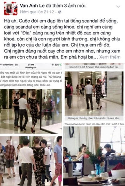Dòng trạng thái được vợ của đại gia kim cương đăng tải trên trang cá nhân của mình. Ảnh: facebook.