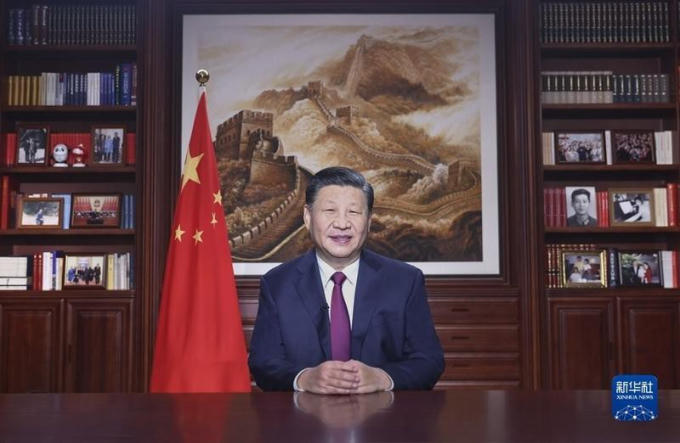Chủ tịch Tập Cận Bình có bài phát biểu mừng năm mới 2022 vào ngày 31/12/2021. Ảnh: THX