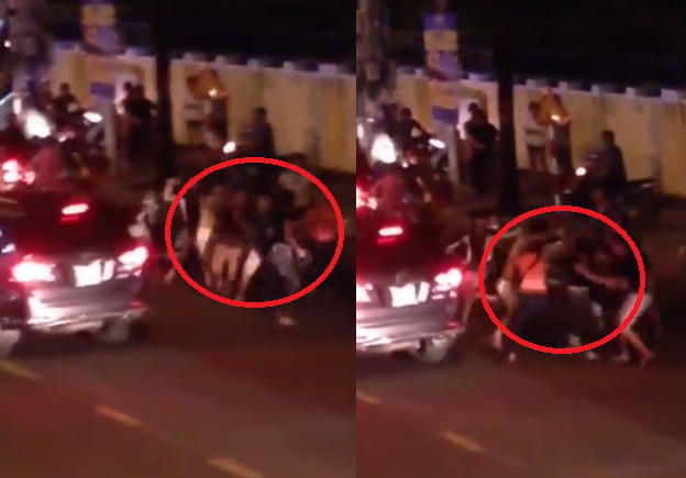 Hai nhóm thanh niên lao vào 'hỗn chiên'. Ảnh: Cắt từ clip.