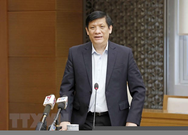 Bộ trưởng Bộ Ỵ tế Nguyễn Thanh Long phát biểu tại cuộc họp sáng 5/3. (Ảnh: Doãn Tấn/TTXVN)