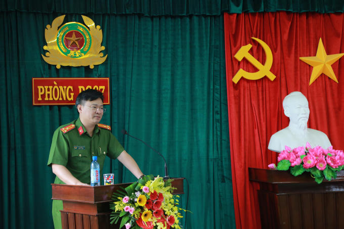 Thượng tá Nguyễn Thanh Tuấn – Phó giám đốc Công an tỉnh Thừa Thiên Huế phát biểu chỉ đạo tại buổi Lễ.