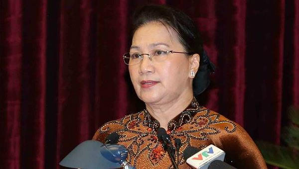 Chủ tịch QH Nguyễn Thị Kim Ng&acirc;n ph&aacute;t biểu tại hội nghị.